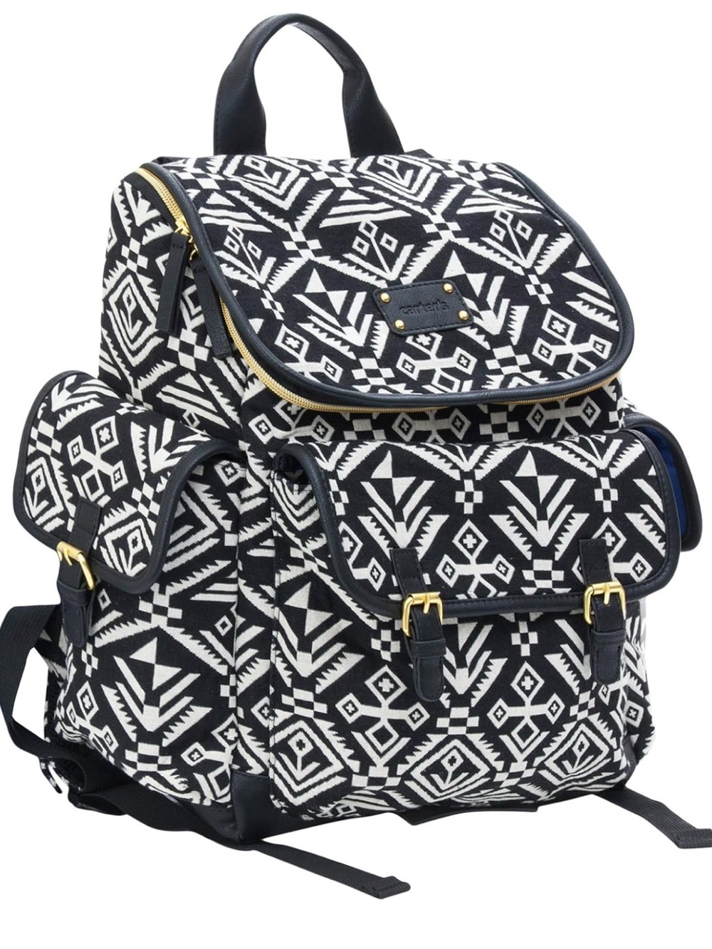 Carter's Baby Go Backpack Diaper Bag, Black/White Spacious interior